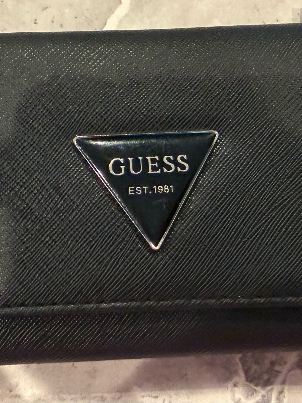 Guess Black Men's Wallet with Triangle Logo Plaque